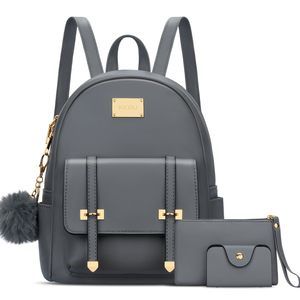 Girls 3pcs Fashion Small Synthetic Leather Backpack Purse Cute Mini Bookbag💖